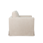 Fauteuil déhoussable en mélange de lin naturel – Accoudoirs droits, housse amovible