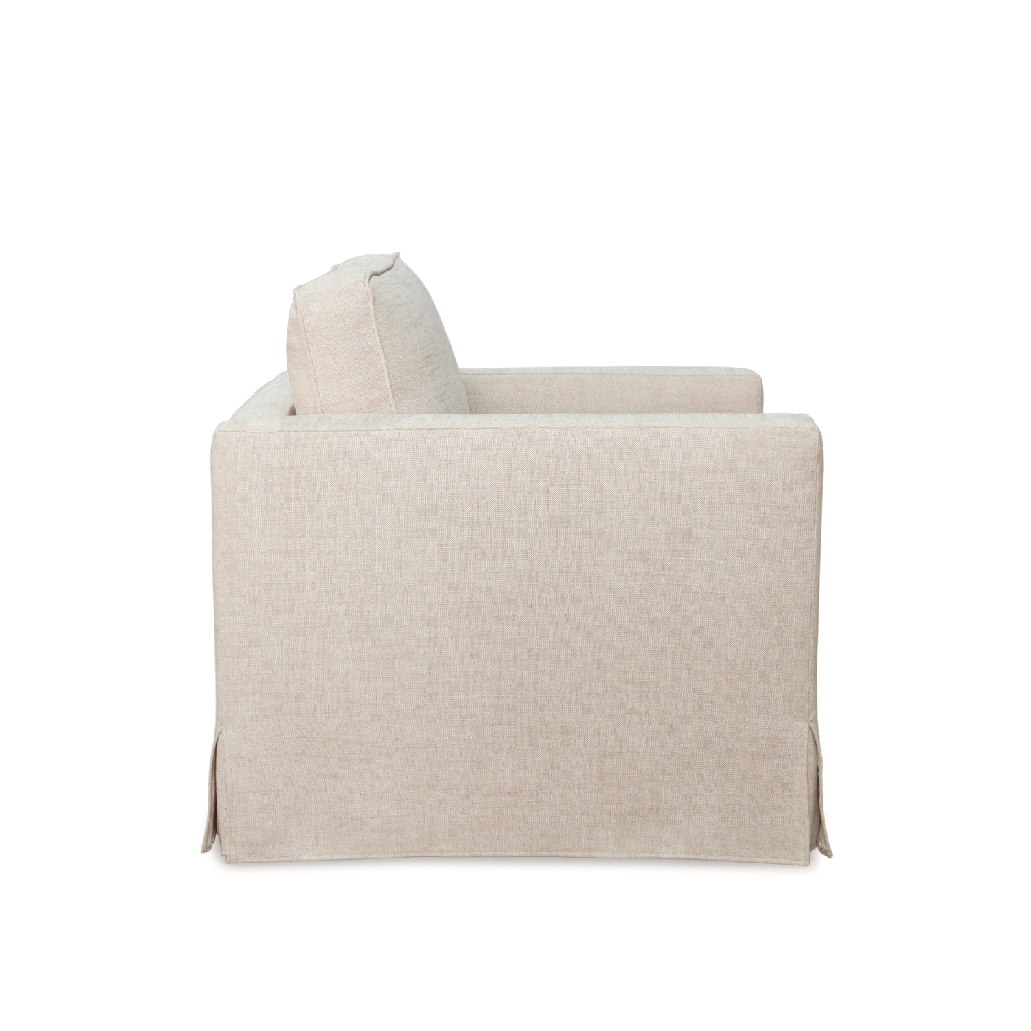 Fauteuil déhoussable en mélange de lin naturel – Accoudoirs droits, housse amovible