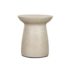 Table d'appoint ronde en béton - Finition pierre pâle, Renforcée en fibre de verre, Intérieur