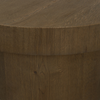 Table basse ovale à piédestal en chêne brun moyen - Piétement sculptural
