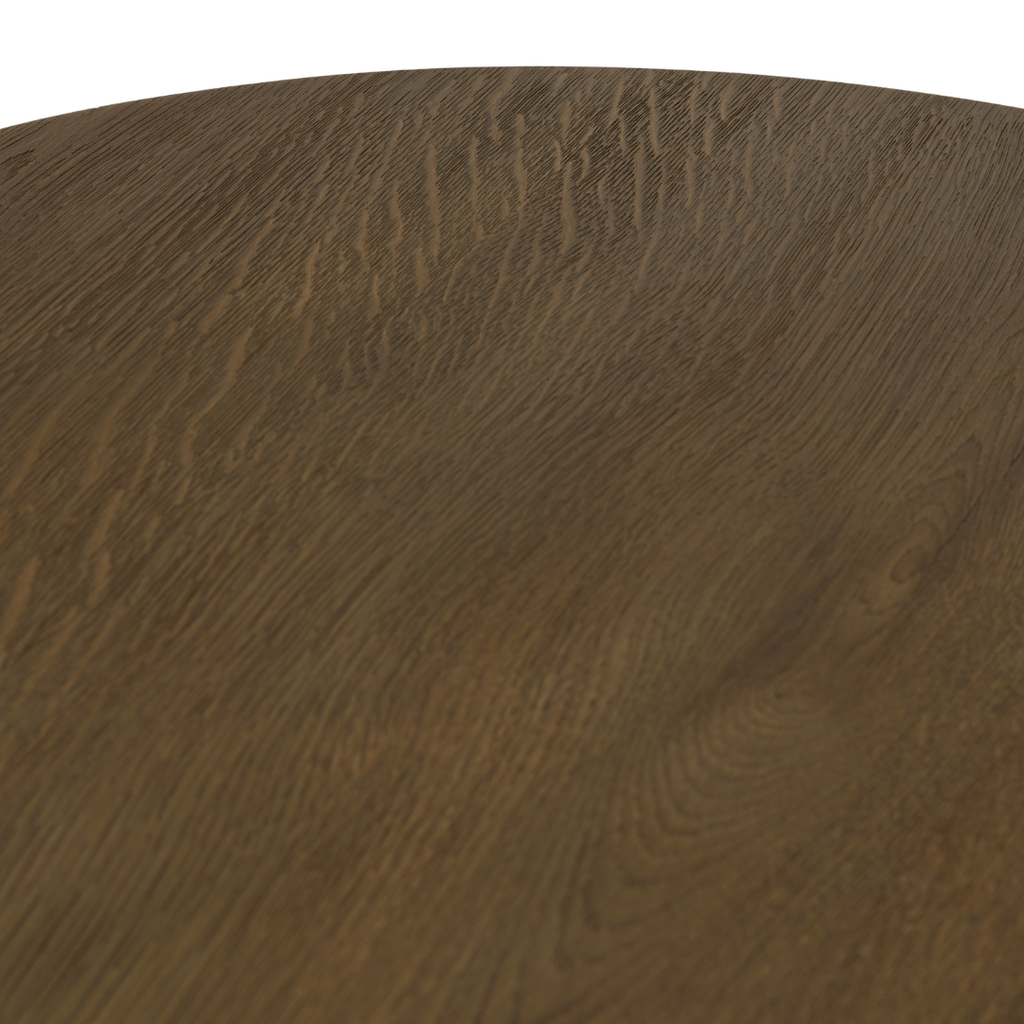 Table basse ovale à piédestal en chêne brun moyen - Piétement sculptural