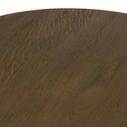 Table basse ovale à piédestal en chêne brun moyen - Piétement sculptural