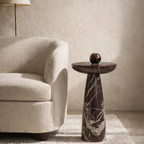 Table d'appoint piédestal en marbre Rouge Rosso - Plateau arrondi, Forme sculpturale