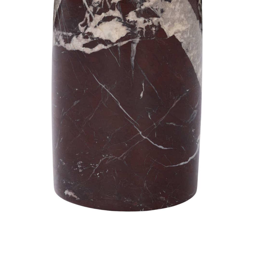 Table d'appoint piédestal en marbre Rouge Rosso - Plateau arrondi, Forme sculpturale