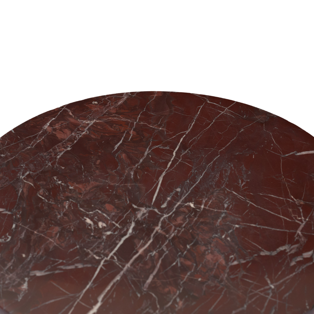 Table d'appoint piédestal en marbre Rouge Rosso - Plateau arrondi, Forme sculpturale