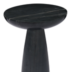 Table d'appoint en marbre noir sur pied - Plateau arrondi, veinage naturel