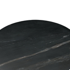 Table d'appoint en marbre noir sur pied - Plateau arrondi, veinage naturel