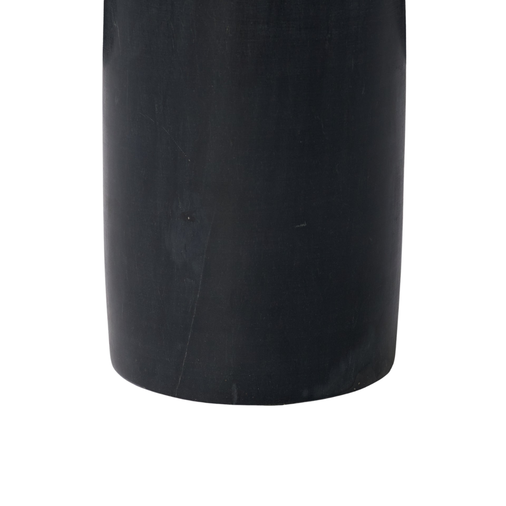 Table d'appoint en marbre noir sur pied - Plateau arrondi, veinage naturel