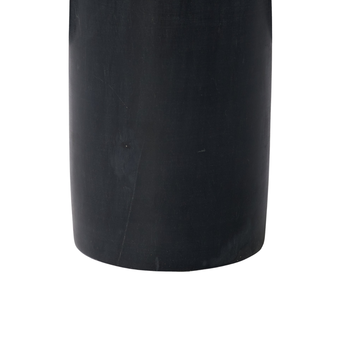 Table d'appoint en marbre noir sur pied - Plateau arrondi, veinage naturel