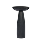 Table d'appoint en marbre noir sur pied - Plateau arrondi, veinage naturel