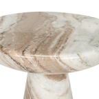 Table d'appoint piédestal en marbre rose - Plateau arrondi, veines fluides