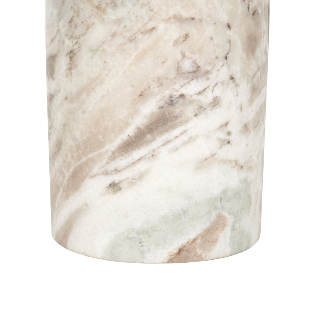 Table d'appoint piédestal en marbre rose - Plateau arrondi, veines fluides