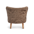 Fauteuil en peau de mouton de laine Taupe foncé - Pieds en chêne massif