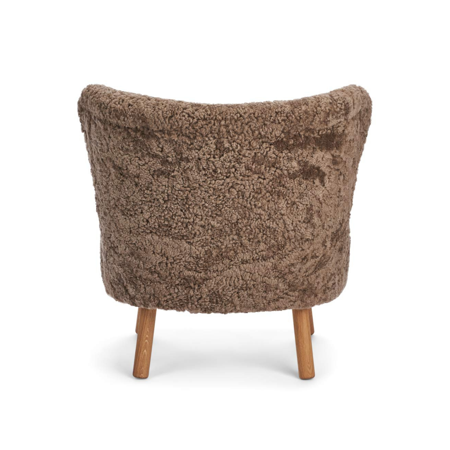 Fauteuil en peau de mouton de laine Taupe foncé - Pieds en chêne massif