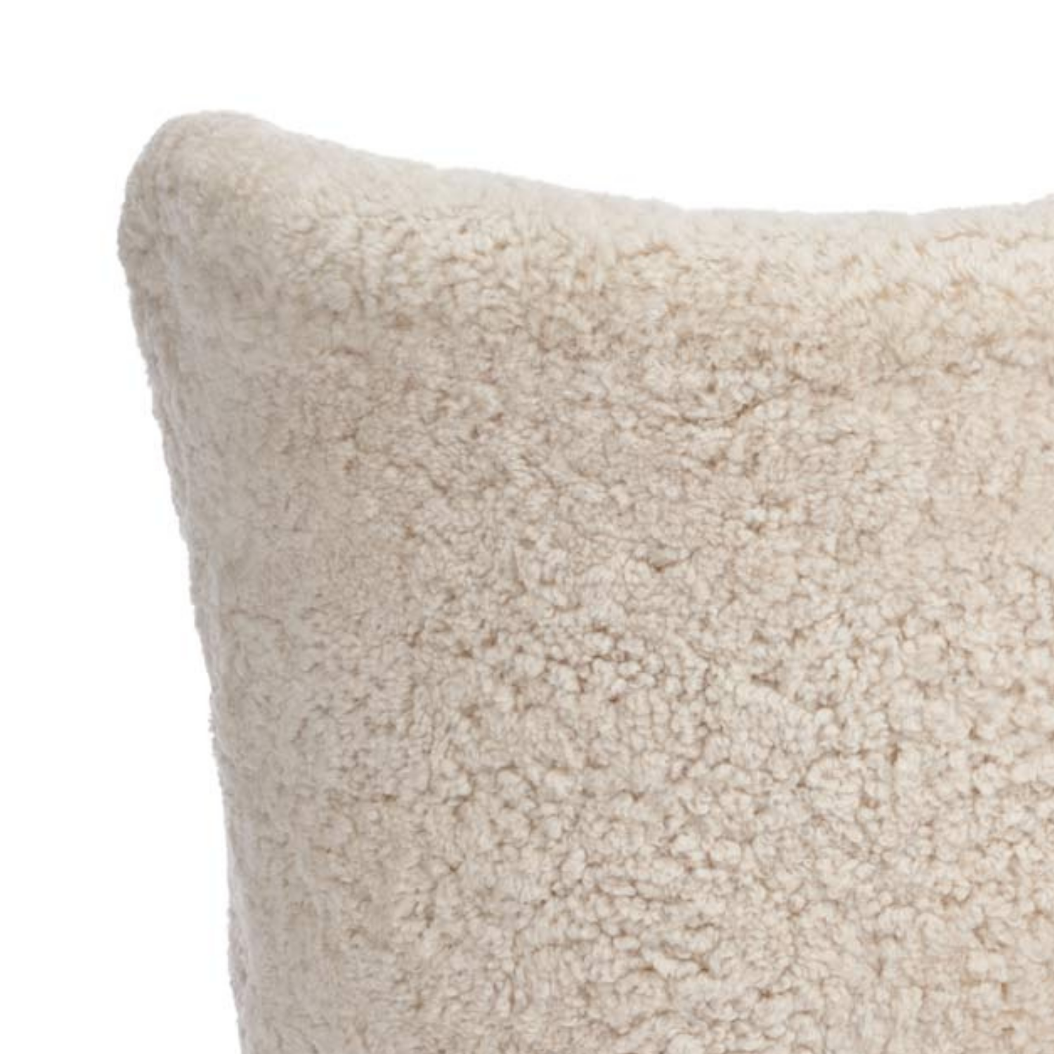 Fauteuil en laine et peau de mouton, coloris perle - Pieds en chêne massif
