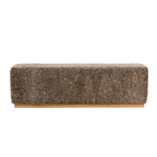Banc Cube en Peau de Mouton de Laine Taupe Foncé - Base en Chêne Massif