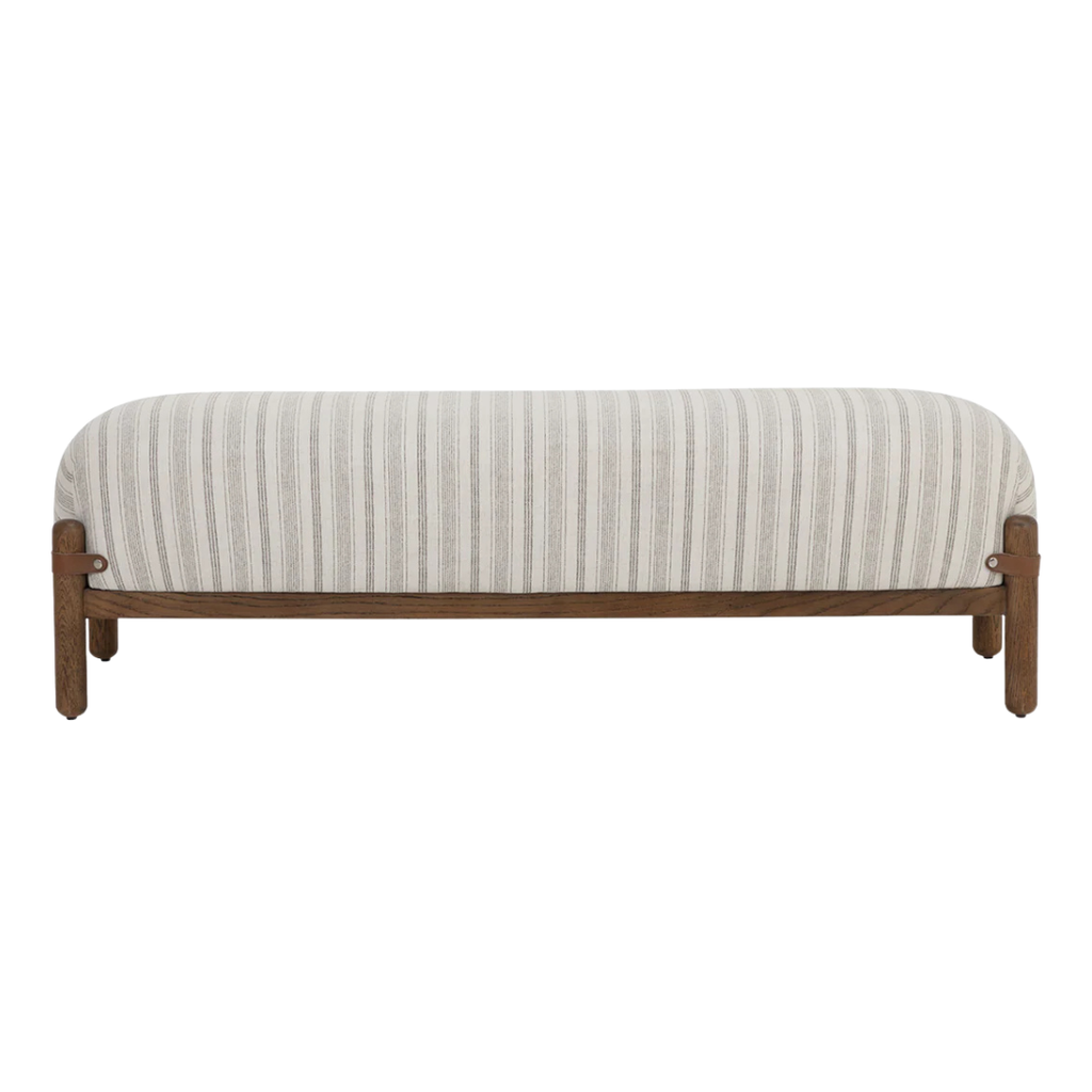 Banc rembourré capitonné en ivoire - Silhouette arrondie, Polyester