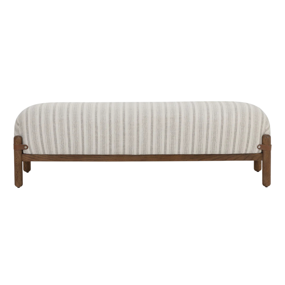 Banc rembourré capitonné en ivoire - Silhouette arrondie, Polyester