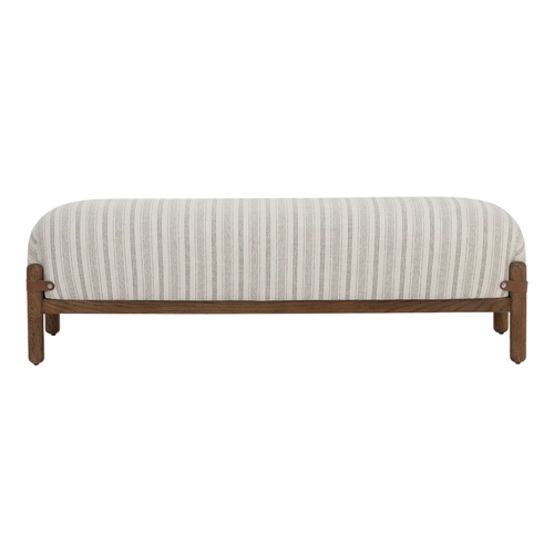 Banc rembourré capitonné en ivoire - Silhouette arrondie, Polyester