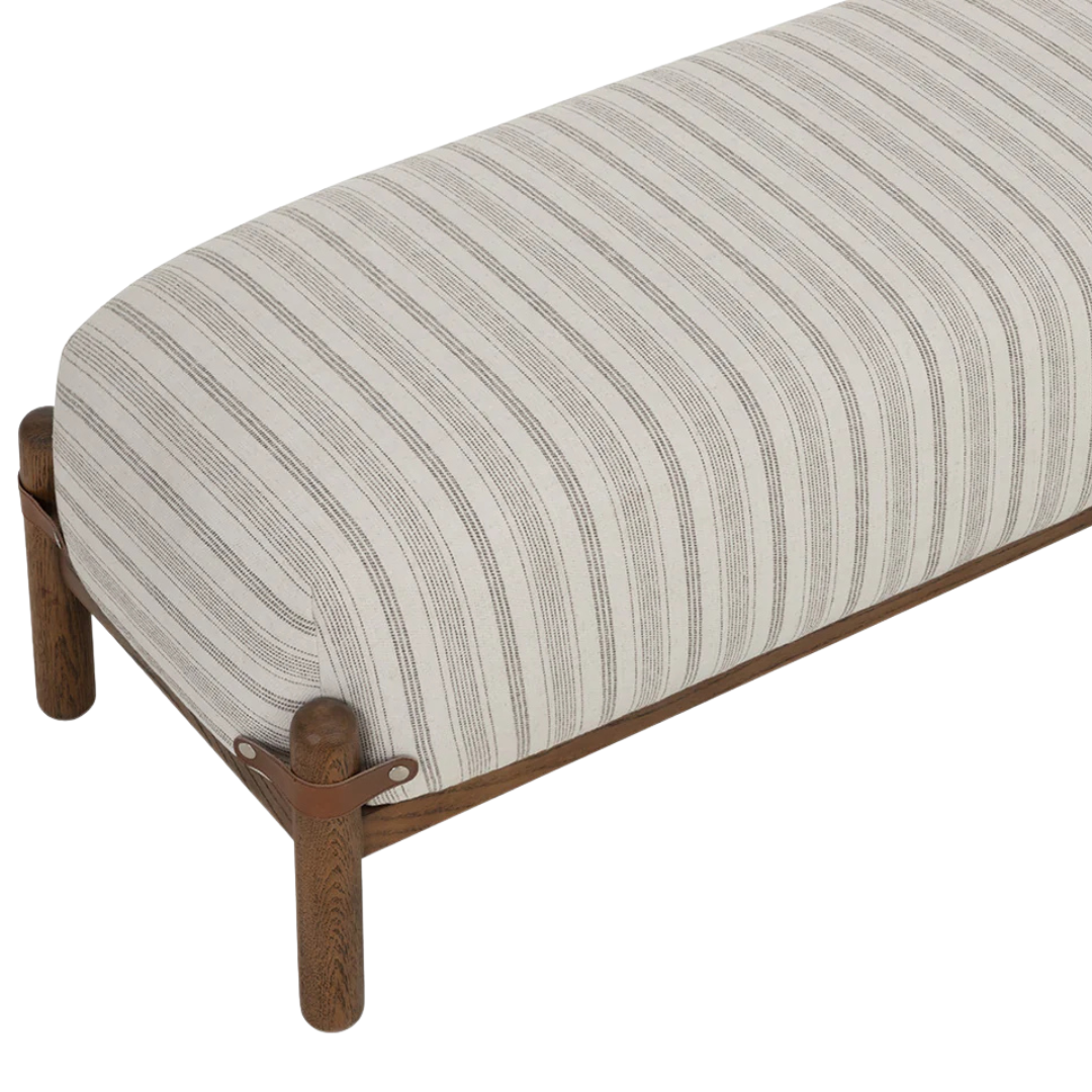 Banc rembourré capitonné en ivoire - Silhouette arrondie, Polyester