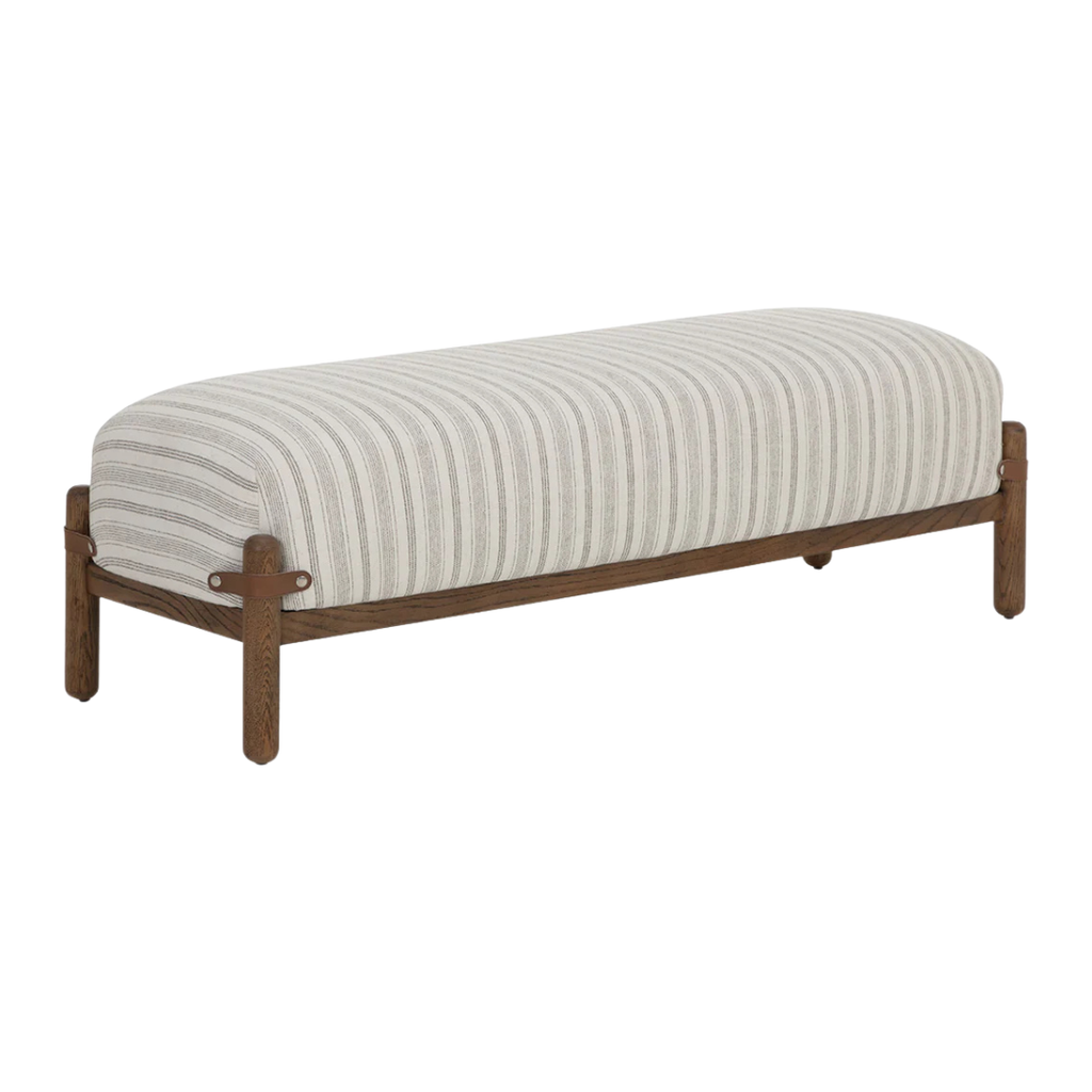 Banc rembourré capitonné en ivoire - Silhouette arrondie, Polyester