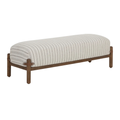 Banc rembourré capitonné en ivoire - Silhouette arrondie, Polyester