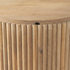 Table d'appoint en manguier massif blond - Piètement cannelé, plateau rond, couvercle amovible