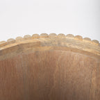 Table d'appoint en manguier massif blond - Piètement cannelé, plateau rond, couvercle amovible
