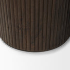 Table d'appoint en bois de manguier massif brun expresso - Base cannelée, couvercle amovible